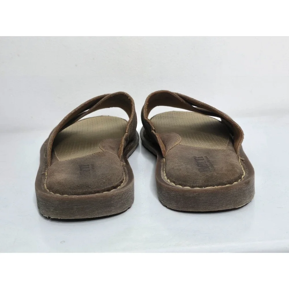 Born Mens Size 12 Getaway Brown Suede Leather Distressed Slide Sandals Shoes